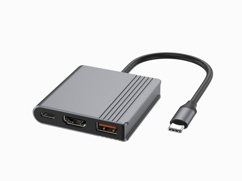 Gembird A-CM-COMBO3-05 USB Type-C 3-in-1 multi-port adapter (USB port + HDMI + USB-C video)  space grey