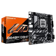 GIGABYTE B840M D3HP. Processor manufacturer: AMD, Processor socket: Socket AM5, Compatible processor series: AMD Ryzen 7000 Series, AMD Ryzen 8000 Series, AMD Ryzen 9000 Series. Supported memory types: DDR5-SDRAM, Maximum internal memory: 256 GB, Memory slots type: DIMM. Supported storage drive