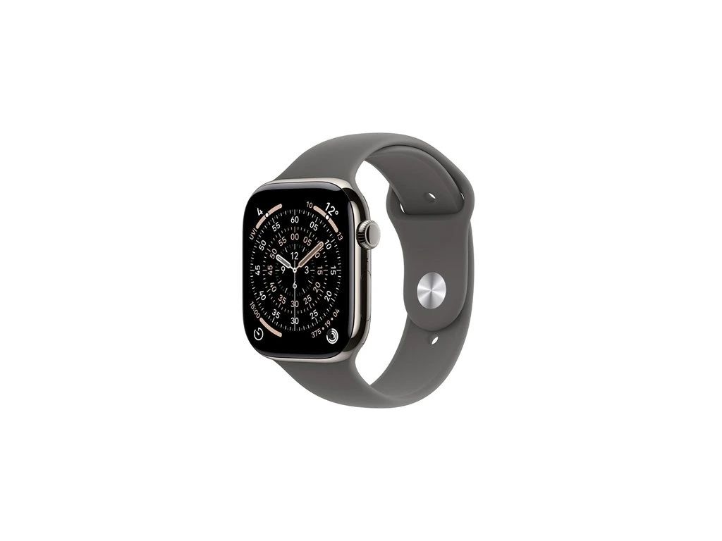 Apple Watch Series 11 GPS + Cellular 42mm Natural Titanium Case with Stone Grey Sport Band - S/M