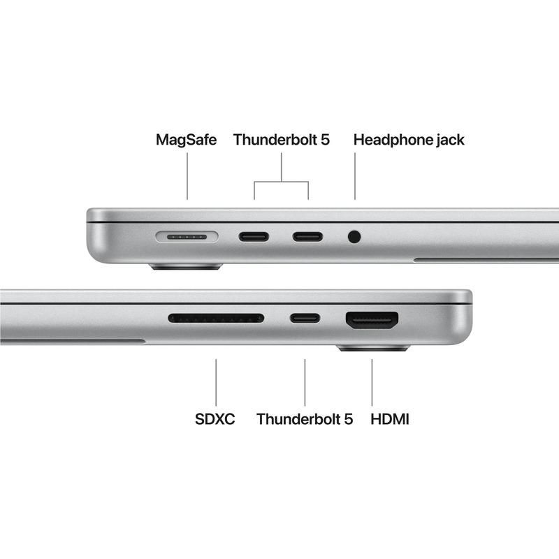 Laptop Apple MacBook Pro 14 MacBook Pro 14, 14.2 inch 3024 x 1964 pixeli, Apple M5 Pro 18-core (18 C / N/A T, N/A - N/A, N/A cache, N/A), 64 GB LPDDR5X, 2 TB SSD, Apple 20-core GPU, macOS, Tastatura English International, Silver