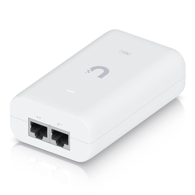 UBIQUITI PoE++ Adapter Delivers up to 60W of PoE++ Surge, peak pulse, and overcurrent protection Contains RJ45 data input, AC cable with earth ground, and PoE++ output LED indicator for status monitoring.