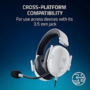 Casti Razer Blackshark V2 X cu fir pentru PlayStation, frecventa 12 Hz – 28 kHz, sensibilitate 100 dB, izolare fonica pasiva, frecventa de raspuns microfon: 100 Hz – 10 kHz, interfata jack 3.5 mm, alb