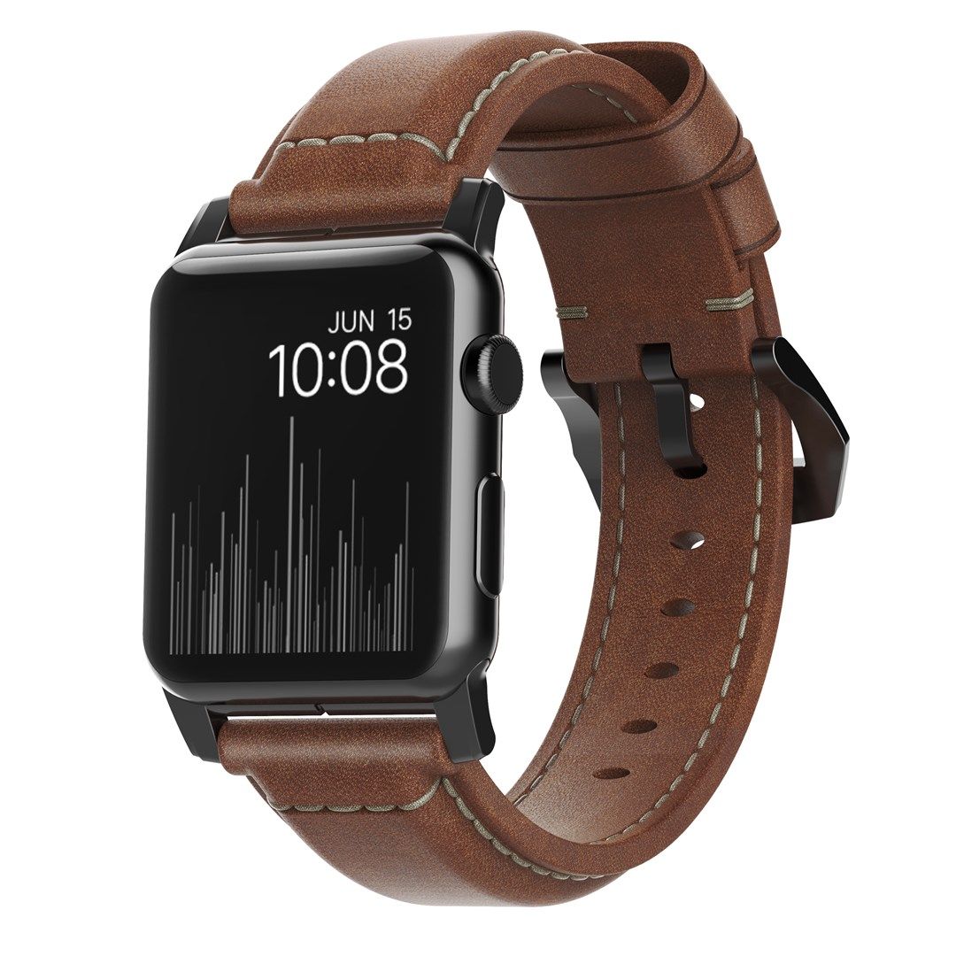 NOMAD Traditional Band - skórzany pasek do Apple Watch 46mm/49mm  skóra Horween (rustic brown  black hardware)