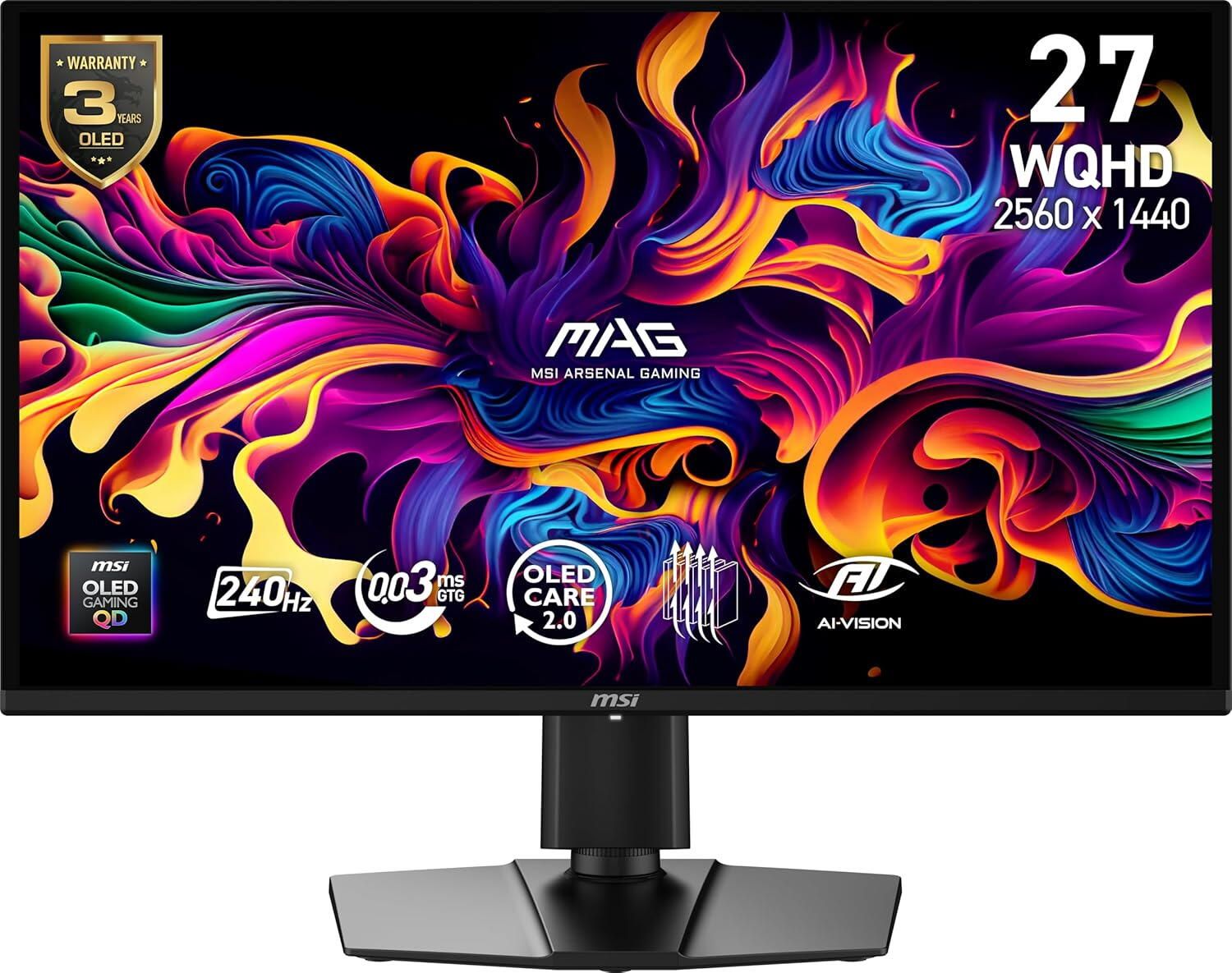 MSI MAG 274QP QD-OLED X24 26.5inch WQHD 24hz 0.03ms 2xHDMI 2.1 DP Pivot