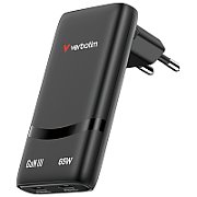 Incarcator Verbatim Fold 'n Go GaN 65W BlackEU plug/2x USB-CPD3.0 up to 65W