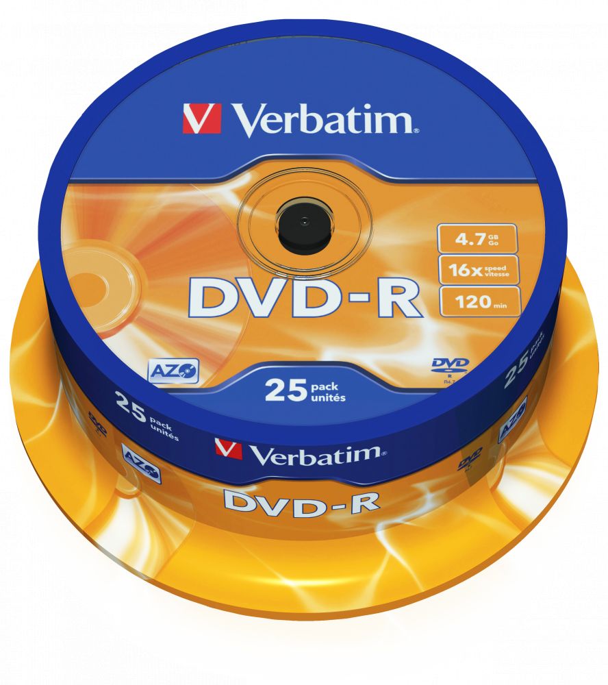 DVD-R AZO VERBATIM 16x 4.7GB 25 BUC Matt silver surface
