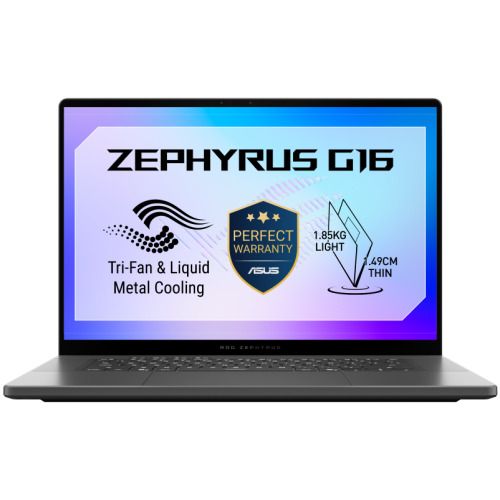 Laptop ASUS ROG Zephyrus G16 GU606AW-TB068X, 16.0 inch 2560 x 1600, Intel Core ultra 9 285H (16 C / 22 T, 2.3 GHz - 5.1 GHz, 24 MB cache, 45 W), 64 GB LPDDR5X, 1 TB SSD, nVidia GeForce RTX 5080, Windows 11 Pro, Tastatura English US, Negru
