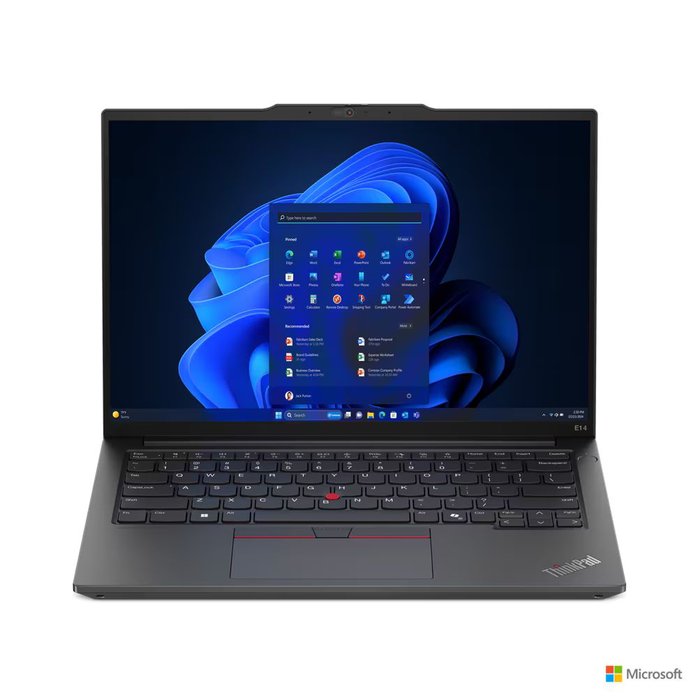 Laptop Lenovo ThinkPad E14 Gen 7 21U20050RI, 14 inch 2880 x 1800, Intel Core ultra 5 228V (8 C / 8 T, 4.5 GHz - 4.5 GHz, 8 MB cache), 32 GB LPDDR5x, 1 TB SSD, Intel 130V, Fara sistem de operare, Tastatura English (EU), Black