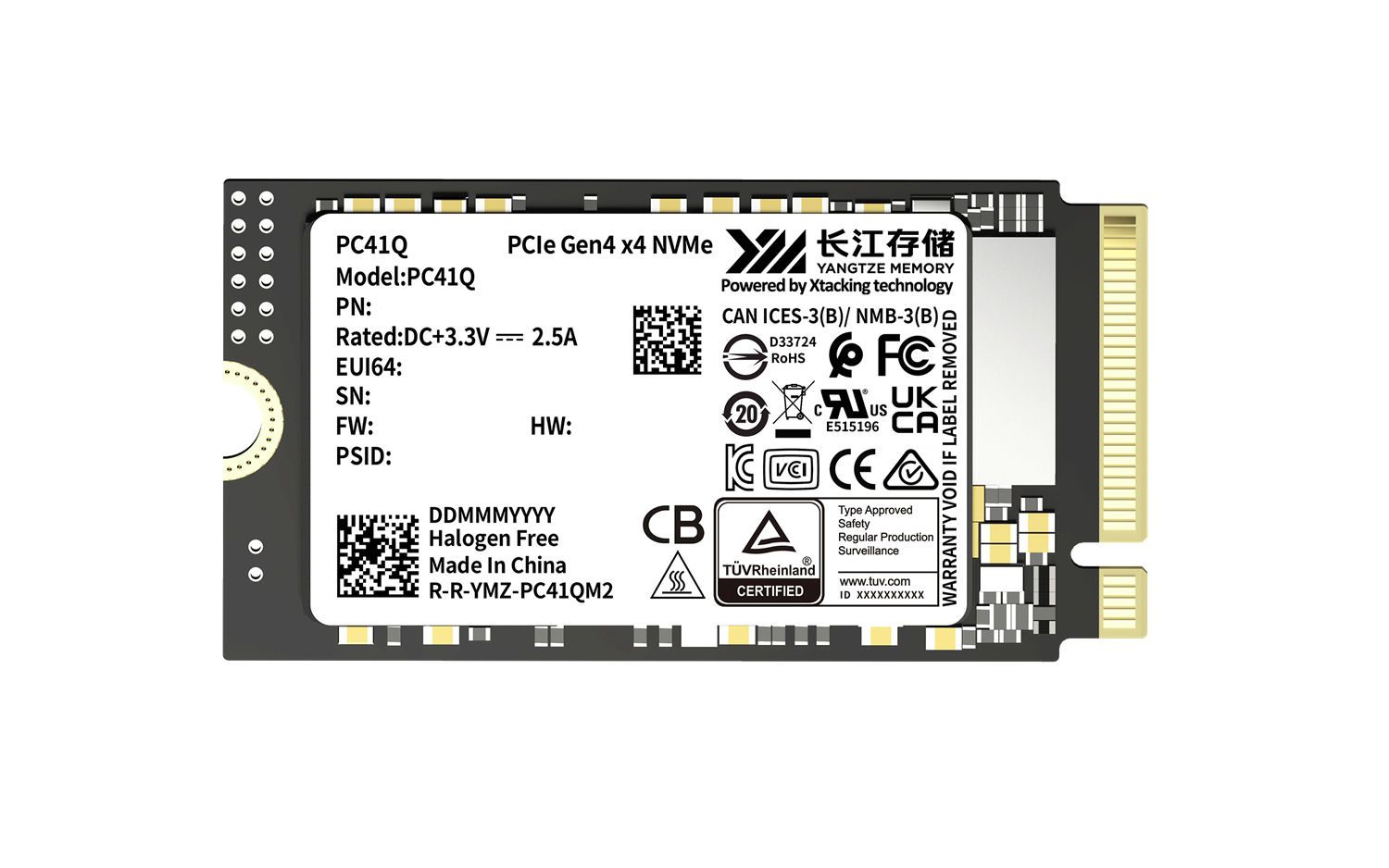 SSD YMTC PC41Q 512 GB PCIe 4.0 x4 M.2 2242