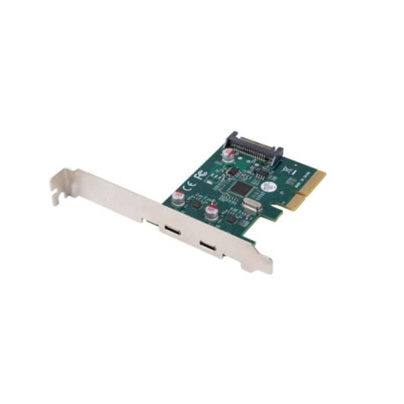 LANBERG PCI Express x1 card 2X USB-C 3.2 gen 2X1 low profile