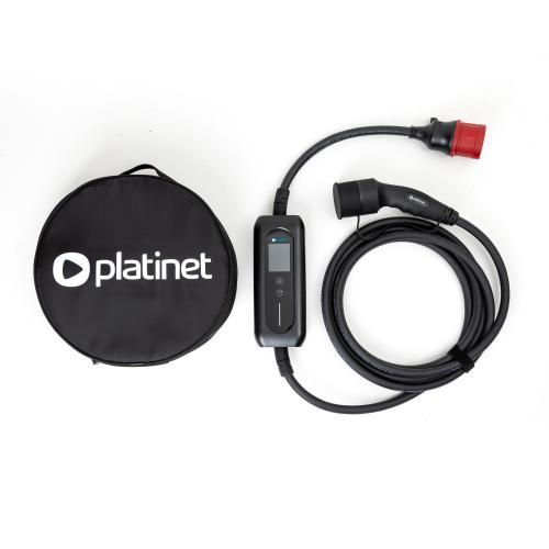PLATINET EV PORTABLE CAR CHARGER  EV/PHEV AC TYPE 2 32A 22 KW CEE 5M LCD WIFI TUYA BLACK