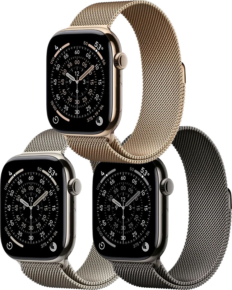Apple Watch Series 11 GPS + Cellular 46mm Natural Titanium Case with Stone Grey Sport Band - S/M
