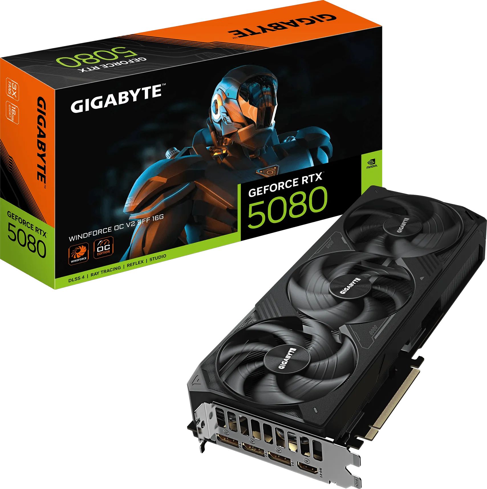 Placa video GIGABYTE GeForce RTX 5080 WINDFORCE OC V2 SFF 16 GB GDDR7 256 bit