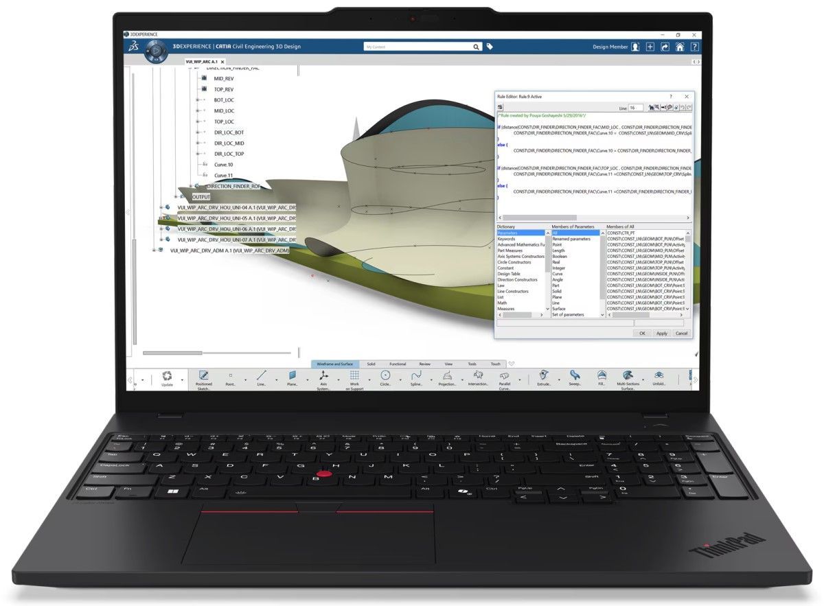 Laptop Lenovo ThinkPad T16g Gen 3 21V50004GE, 16 inch 1920 x 1200, Intel Core Ultra 9 275HX (24 C / 24 T, N/A - N/A, 36 MB cache, 55 W), 64 GB DDR5, 1 TB SSD, Nvidia GeForce RTX 5080, Windows 11 Pro, Tastatura US International, Negru