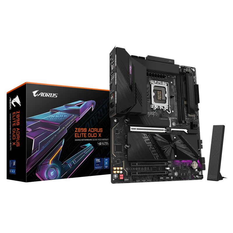 Placa de baza GIGABYTE Z890 AORUS ELITE DUO X, socket 1851, 2x DDR5 CUDIMM, 4x SATA, 5x NVMe, 13x USB-A, 4x USB-C, ATX
