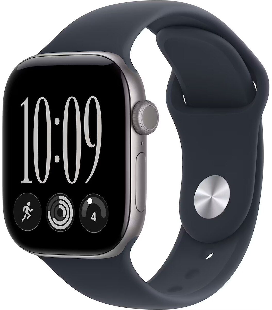 Apple Watch Series 12 (2026) space grey aluminium 42mm 5G navy blue sport band S/M