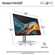 Monitor 23.8 inch LED HP S7 PRO 724PF 1920 x 1080 pixeli, 100 Hz, 5 ms GTG, Argintiu