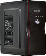 Desktop PC Spacer Custom Midi Tower, Intel Core i3-14100 (4 C / 8 T, 3.5 GHz - 4.7 GHz, 12 MB cache, 60 W), 8 GB DDR4, 512 GB SSD, Fara unitate optica, Intel UHD Graphics 730 Partajata, 250 W, Fara sistem de operare